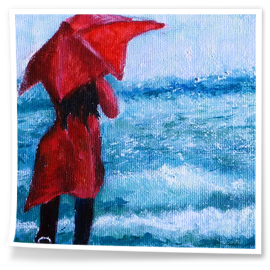 2020-PARAGUAS ROJO-OLEO SOBRE TELA13X20