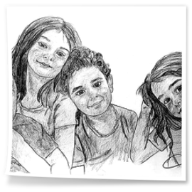 Título: Primos<br />Técnica: Lápiz sobre papel<br />Medidas: 40x40<br />Año: 2021